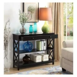 Oxford 1 Drawer Console Table Black - Breighton Home