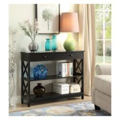 Oxford 1 Drawer Console Table Black - Breighton Home -Console Tables Sales unnamed file 1016
