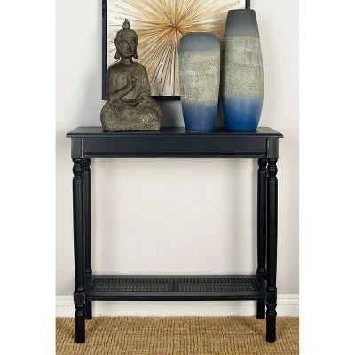 Wood Traditional Rectangular Console Table Black - Olivia & May 4 Wood Traditional Rectangular Console Table Black - Olivia & May - Image 2