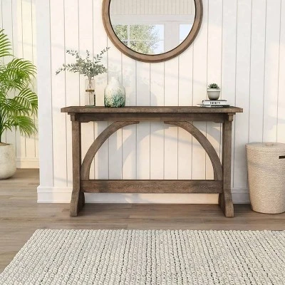 Jobrin Double Pedestal Console Table Reclaimed Oak - miBasics 3 Jobrin Double Pedestal Console Table Reclaimed Oak - miBasics