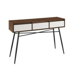 Mid-Century Modern Fluted 3 Drawer Entry Table - Saracina Home Solid White/birch -Console Tables Sales unnamed file 1063