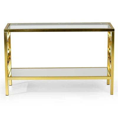 Steve Silver Co. Olympia Sofa Table Glass Iron and Chrome - Steve Silver 3 Steve Silver Co. Olympia Sofa Table Glass Iron and Chrome - Steve Silver