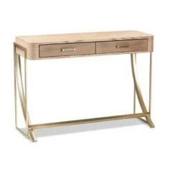 Lafoy Natural Finished Wood and Finished 2 Drawer Console Table Brown - Baxton Studio -Console Tables Sales unnamed file 1123