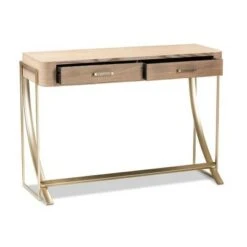 Lafoy Natural Finished Wood and Finished 2 Drawer Console Table Brown - Baxton Studio -Console Tables Sales unnamed file 1124