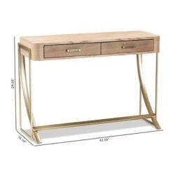 Lafoy Natural Finished Wood and Finished 2 Drawer Console Table Brown - Baxton Studio -Console Tables Sales unnamed file 1125