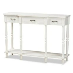 Hallan Wood 3 Drawer Console Table - Baxton Studio White -Console Tables Sales unnamed file 1158