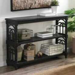 3 Tier Console Table Distressed Black - Stylecraft