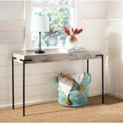 Eli Rectangle Console Table - Light Grey/Black - Safavieh