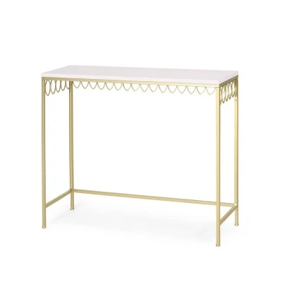 Breu Modern Glam Console Table with Petal Accents Gold/White - Christopher Knight Home 3 Breu Modern Glam Console Table with Petal Accents Gold/White - Christopher Knight Home