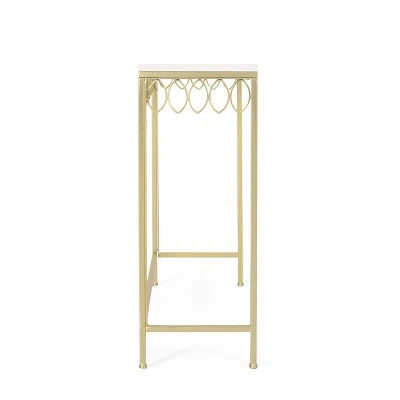 Breu Modern Glam Console Table with Petal Accents Gold/White - Christopher Knight Home 4 Breu Modern Glam Console Table with Petal Accents Gold/White - Christopher Knight Home - Image 2
