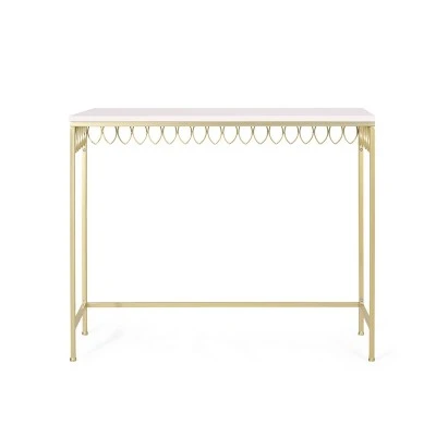 Breu Modern Glam Console Table with Petal Accents Gold/White - Christopher Knight Home 6 Breu Modern Glam Console Table with Petal Accents Gold/White - Christopher Knight Home - Image 4