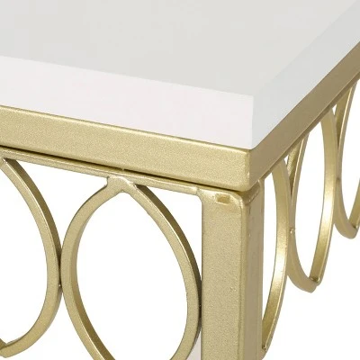 Breu Modern Glam Console Table with Petal Accents Gold/White - Christopher Knight Home 8 Breu Modern Glam Console Table with Petal Accents Gold/White - Christopher Knight Home - Image 6