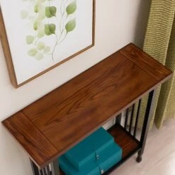 Ironcraft Hall Stand - Mission Oak - Leick Home -Console Tables Sales unnamed file 1361