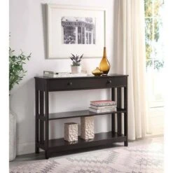Breighton Home Mission 1 Drawer Console Table - Johar Furniture Gray
