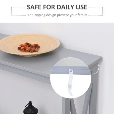 HomCom 2-Tier Bench Sofa Console Table with Underneath Storage Shelf for the Entryway Living Room and Hallway 7 HomCom 2-Tier Bench Sofa Console Table with Underneath Storage Shelf for the Entryway Living Room and Hallway - Image 5