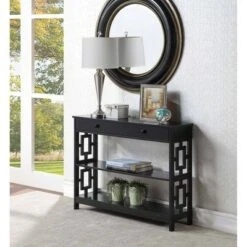 Town Square 1 Drawer Console Table with Shelves - Breighton Home Black