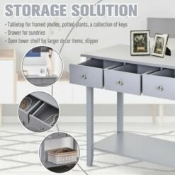 HOMCOM Console Table Industrial Desk with Drawer Bottom Shelf & Large Tabletop for Pictures Great for the Entryway 12 HOMCOM Console Table Industrial Desk with Drawer Bottom Shelf & Large Tabletop for Pictures Great for the Entryway -Console Tables Sales unnamed file 1563