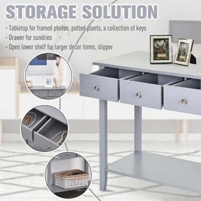 HOMCOM Console Table Industrial Desk with Drawer Bottom Shelf & Large Tabletop for Pictures Great for the Entryway 4 HOMCOM Console Table Industrial Desk with Drawer Bottom Shelf & Large Tabletop for Pictures Great for the Entryway - Image 2