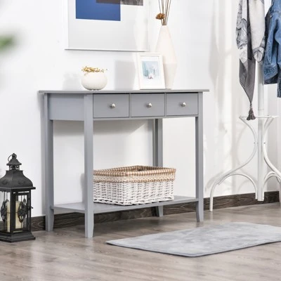 HOMCOM Console Table Industrial Desk with Drawer Bottom Shelf & Large Tabletop for Pictures Great for the Entryway 10 HOMCOM Console Table Industrial Desk with Drawer Bottom Shelf & Large Tabletop for Pictures Great for the Entryway - Image 8