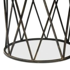 Finnick Antique Metal End Table Black - Baxton Studio