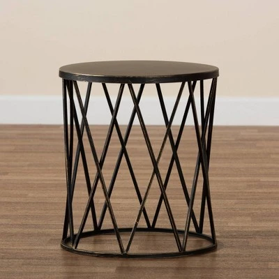 Finnick Antique Metal End Table Black - Baxton Studio 7 Finnick Antique Metal End Table Black - Baxton Studio - Image 5