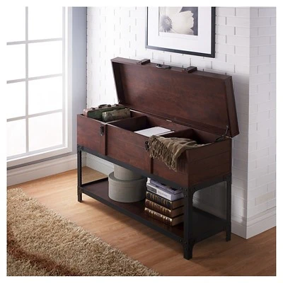 Millan Trunk Style Sofa Table Vintage Walnut - HOMES: Inside + Out 3 Millan Trunk Style Sofa Table Vintage Walnut - HOMES: Inside + Out