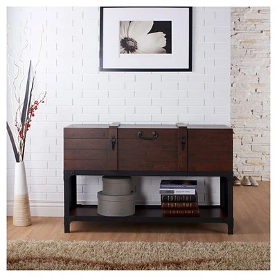Millan Trunk Style Sofa Table Vintage Walnut - HOMES: Inside + Out 4 Millan Trunk Style Sofa Table Vintage Walnut - HOMES: Inside + Out - Image 2