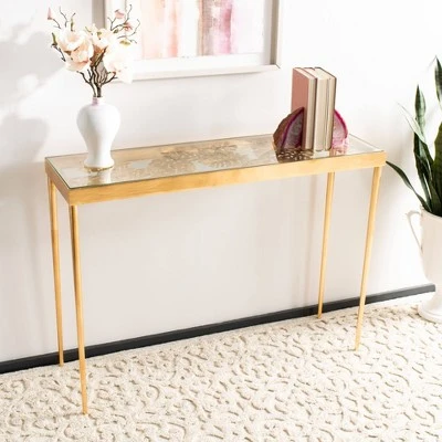 Leilani Palm Leaf Console Table Gold Leaf - Safavieh 3 Leilani Palm Leaf Console Table Gold Leaf - Safavieh