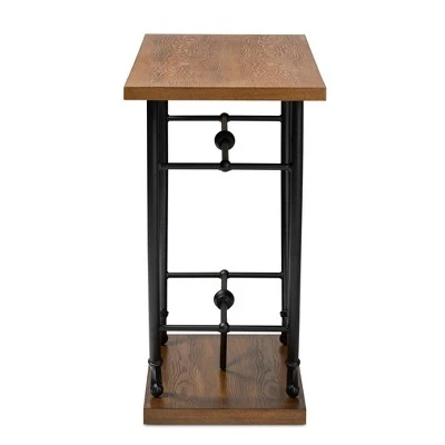 Leigh Distressed Wood and Metal Finished Entryway Console Table Brown/Black - Baxton Studio 4 Leigh Distressed Wood and Metal Finished Entryway Console Table Brown/Black - Baxton Studio - Image 2
