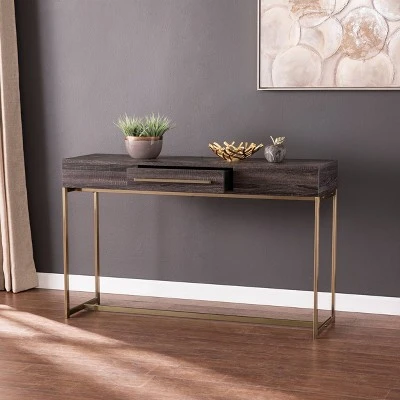 Frondi Long Console Table Black Oak/Antique Brass - Aiden Lane 4 Frondi Long Console Table Black Oak/Antique Brass - Aiden Lane - Image 2