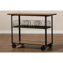 Felix Industrial Farmhouse Wood and Black Metal Console Cart Walnut Brown - Baxton Studio 15 Felix Industrial Farmhouse Wood and Black Metal Console Cart Walnut Brown - Baxton Studio -Console Tables Sales unnamed file 1772