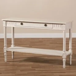 Ariella Whitewashed 1 Drawer Console Table White - Baxton Studio -Console Tables Sales unnamed file 1792