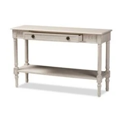 Ariella Whitewashed 1 Drawer Console Table White - Baxton Studio -Console Tables Sales unnamed file 1794