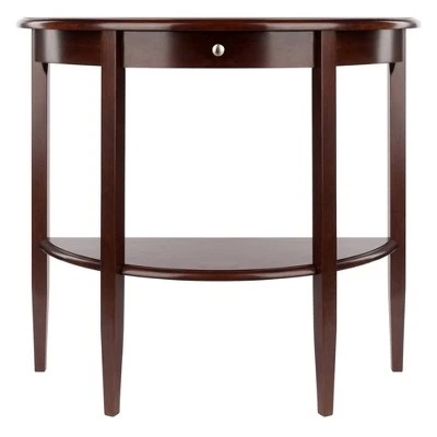 Concord Hall / Console Table, Half Moon with Drawer, Shelf - Antique Walnut - Winsome 4 Concord Hall / Console Table, Half Moon with Drawer, Shelf - Antique Walnut - Winsome - Image 2