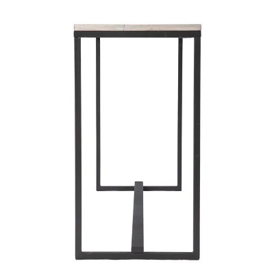 Thorpe Long Reclaimed Wood Console Table Gray/Black - Aiden Lane 7 Thorpe Long Reclaimed Wood Console Table Gray/Black - Aiden Lane - Image 5