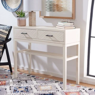 Ajana 2 Drawer Console - Distressed White W/Distressed White Drawer - Safavieh 3 Ajana 2 Drawer Console - Distressed White W/Distressed White Drawer - Safavieh
