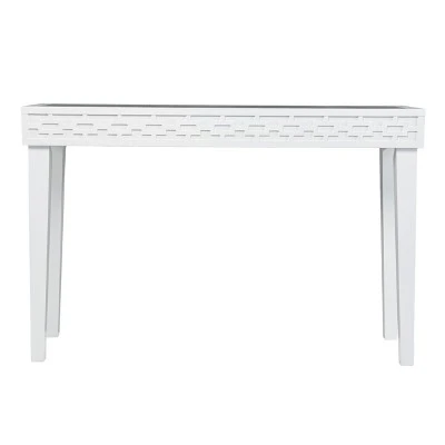 Denmit Glass-Top Console Table White - Aiden Lane 3 Denmit Glass-Top Console Table White - Aiden Lane