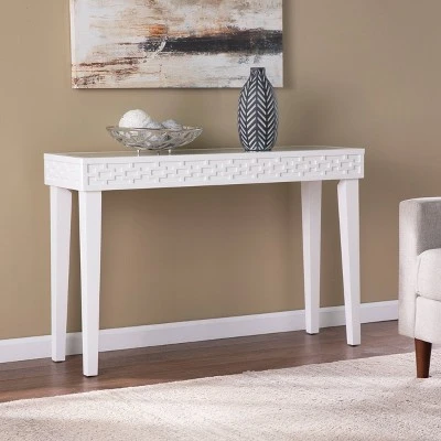 Denmit Glass-Top Console Table White - Aiden Lane 5 Denmit Glass-Top Console Table White - Aiden Lane - Image 3