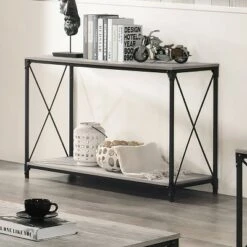Rosslea Lower Shelf Sofa Table Black/Gray - HOMES: Inside + Out