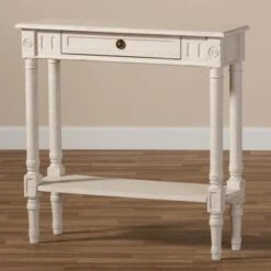 Ariella Whitewashed 1 Drawer End Table White - Baxton Studio -Console Tables Sales unnamed file 2148