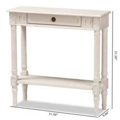 Ariella Whitewashed 1 Drawer End Table White - Baxton Studio -Console Tables Sales unnamed file 2149