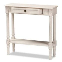 Ariella Whitewashed 1 Drawer End Table White - Baxton Studio -Console Tables Sales unnamed file 2150