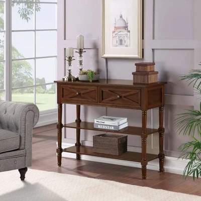 Breighton Home Country Oxford 2 Drawer Console Table - Johar Furniture Driftwood/white 3 Breighton Home Country Oxford 2 Drawer Console Table - Johar Furniture Driftwood/white