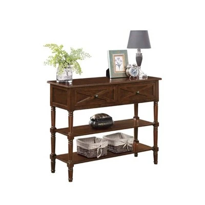 Breighton Home Country Oxford 2 Drawer Console Table - Johar Furniture Driftwood/white 4 Breighton Home Country Oxford 2 Drawer Console Table - Johar Furniture Driftwood/white - Image 2