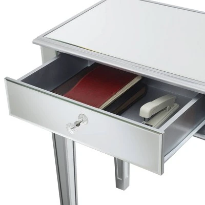 Gold Coast Deluxe 2 Drawer Mirrored Desk Console Table Silver - Breighton Home 6 Gold Coast Deluxe 2 Drawer Mirrored Desk Console Table Silver - Breighton Home - Image 4