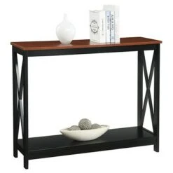Oxford Console Table Cherry/Black - Breighton Home