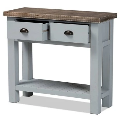 Hastin Two-Tone Wood 2 Drawer Console Table Brown/Gray - Baxton Studio 3 Hastin Two-Tone Wood 2 Drawer Console Table Brown/Gray - Baxton Studio