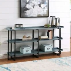 Kamal 3 Layer Shelves Console Table - HOMES: Inside + Out Antique White/black