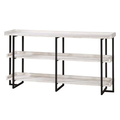 Kamal 3 Layer Shelves Console Table - HOMES: Inside + Out Antique White/black 8 Kamal 3 Layer Shelves Console Table - HOMES: Inside + Out Antique White/black - Image 6
