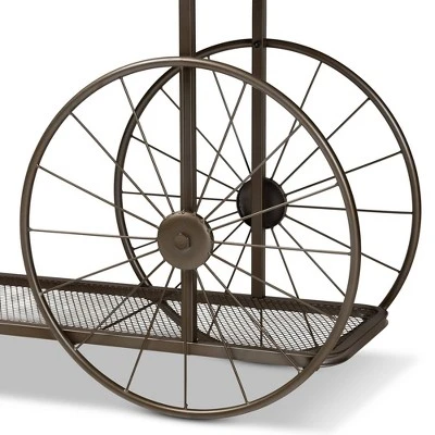 Terence Vintage Industrial Natural Wood and Metal Wheeled Console Table Black - Baxton Studio 6 Terence Vintage Industrial Natural Wood and Metal Wheeled Console Table Black - Baxton Studio - Image 4